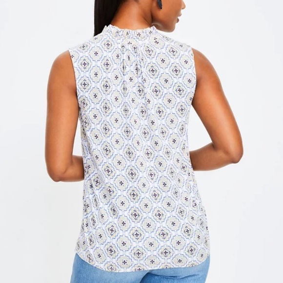 Medallion Ruffle Mixed Media Shell - Picture 3 of 7